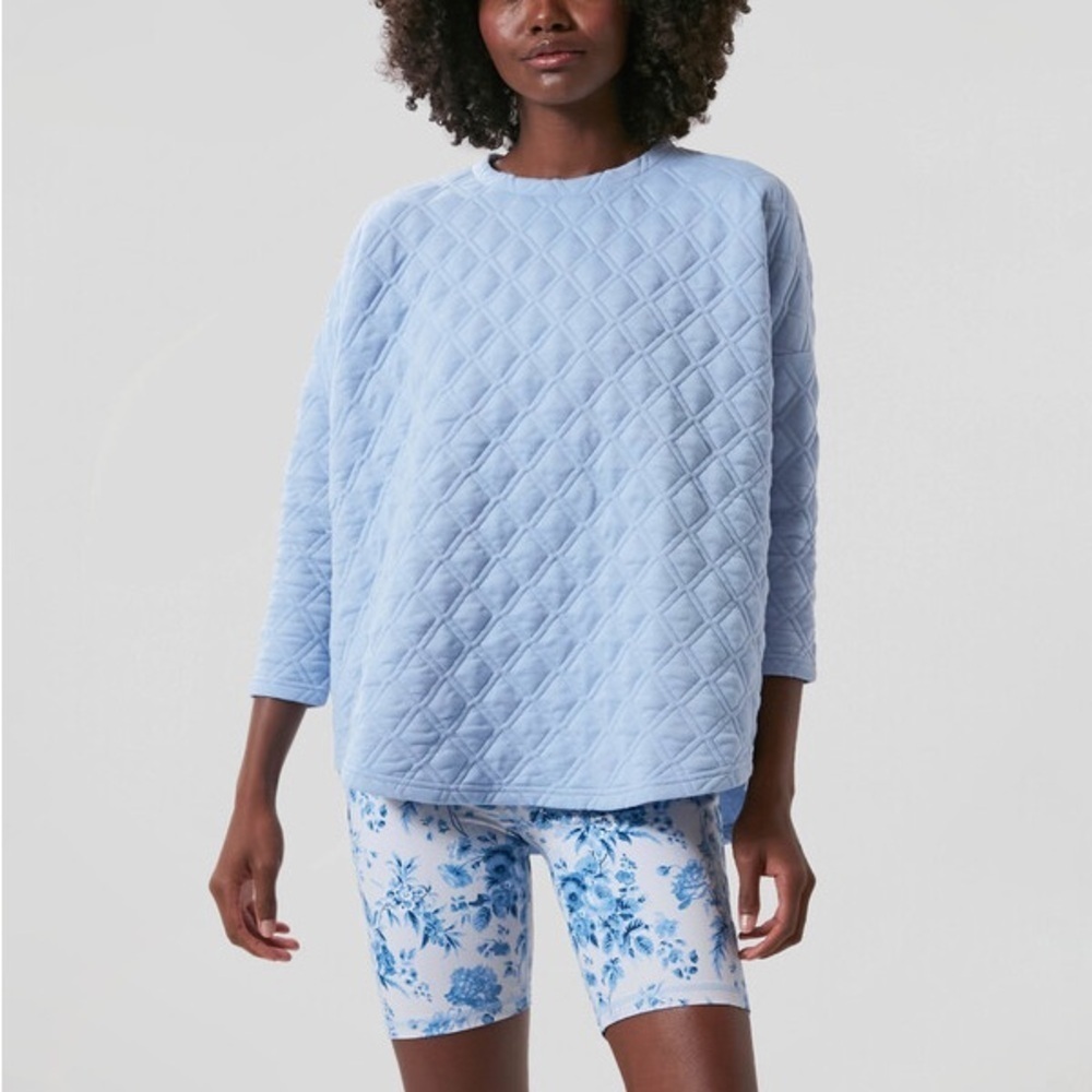 Tuckernuck Tnuck Sport Hydrangea Blue Quilted Crewneck Pullover